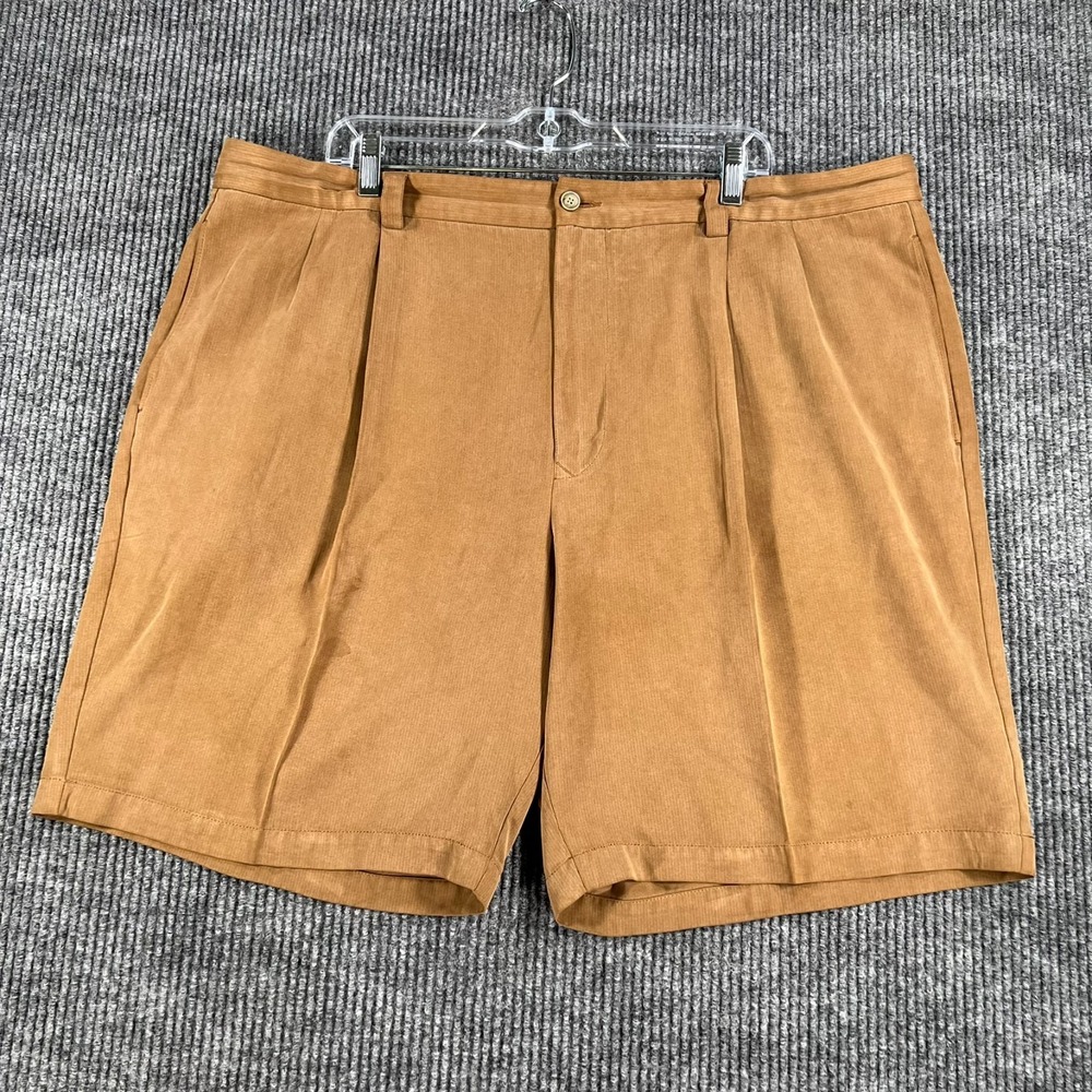 Tommy Bahama Pleated Silk Shorts Mens Size 42 Brown Casual Comfort Beach